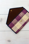 Purple Plaid Straw Clutch