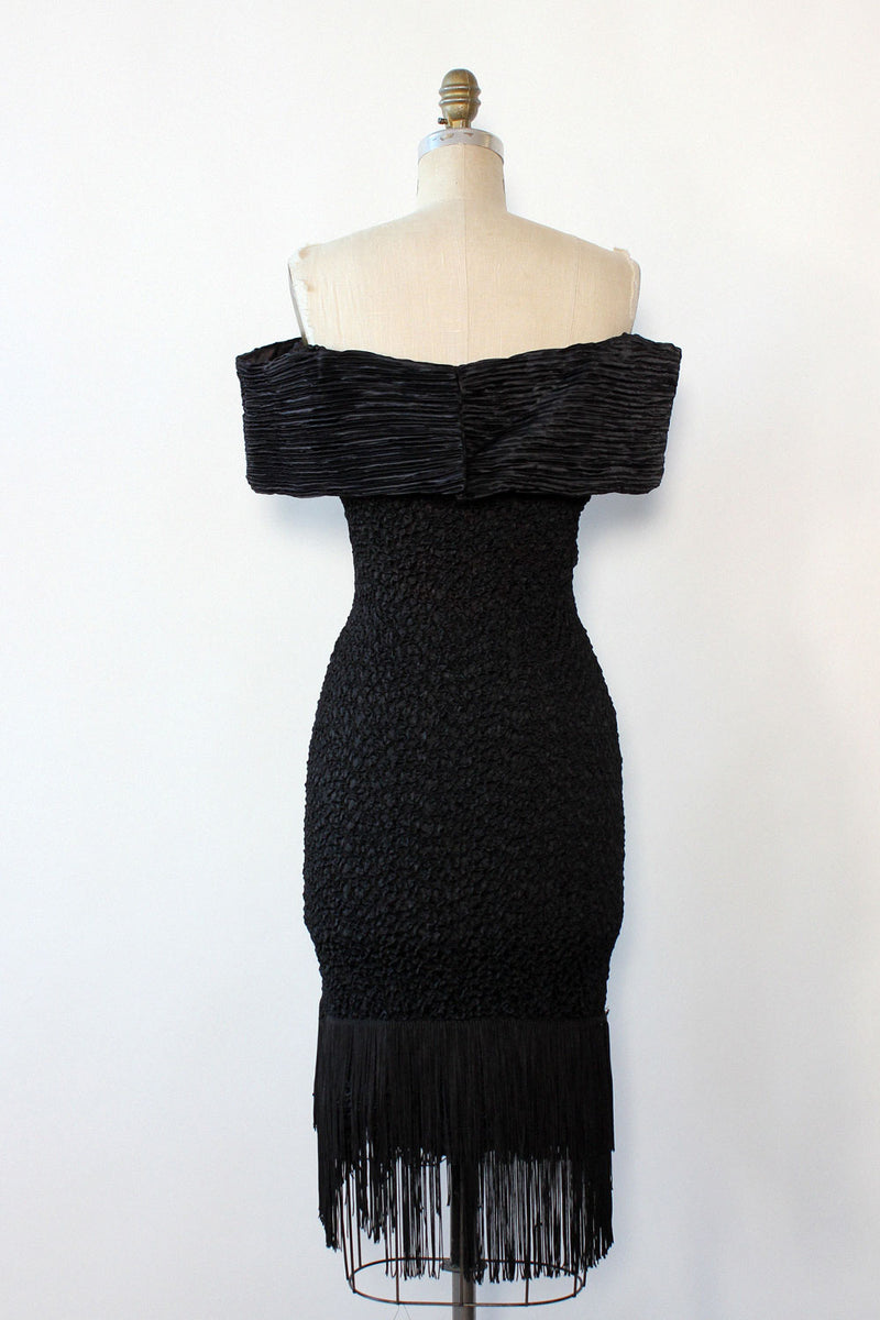 Kelly Smocked Fringe Pleat Dress S-L