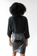 Black Leather Straight Skirt S