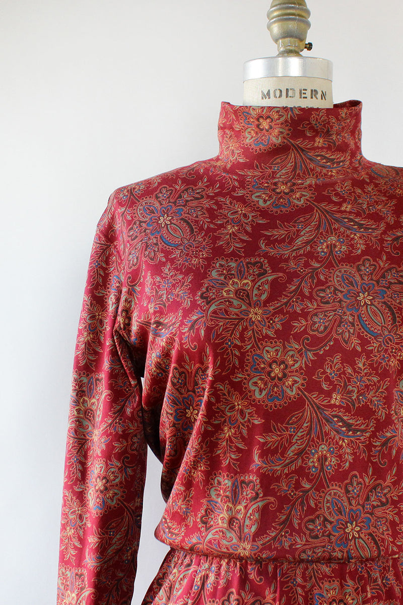 Wine Knit Paisley Dress S/M