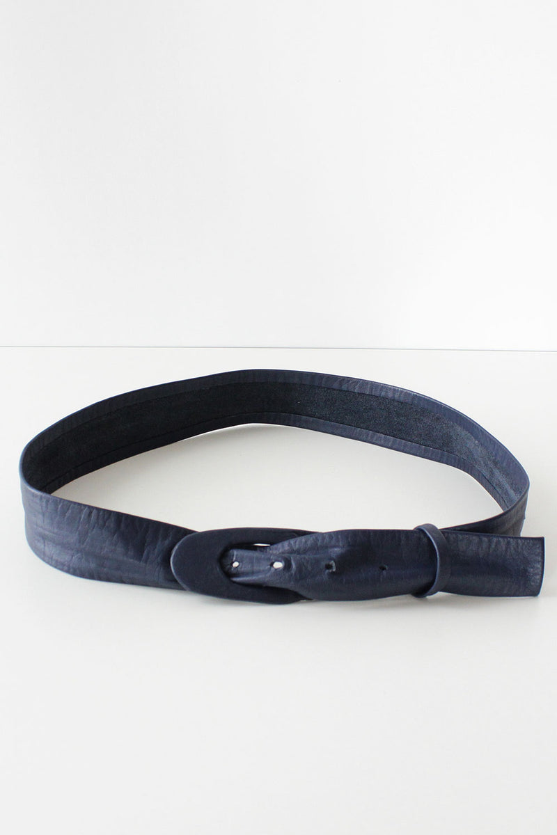 Minimalist Navy Leather Belt