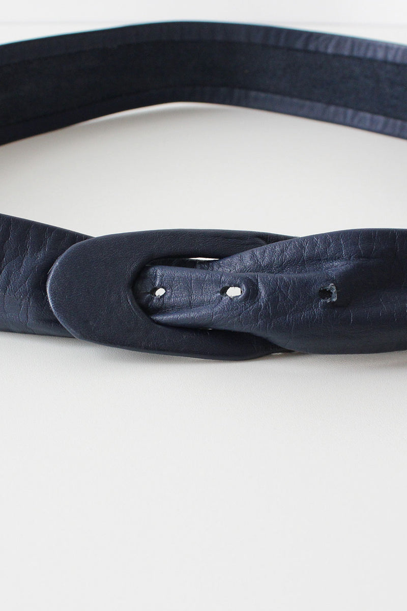 Minimalist Navy Leather Belt