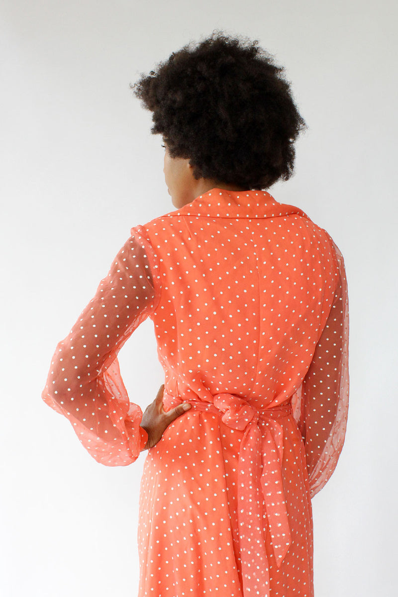 Sangria Dot 70s Maxi Dress M