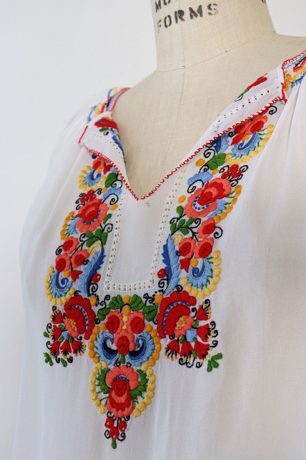 Silk Crepe Peasant Blouse XS-S/M