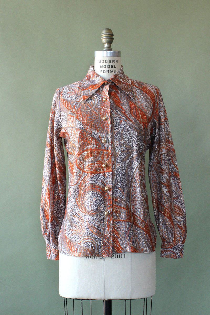 Metallic Paisley Button Down S