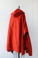 Red Plaid Reversible Hooded Cape