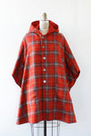 Red Plaid Reversible Hooded Cape