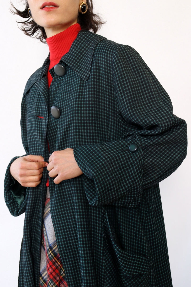 1940s Checkered Gabardine Jacket M/L