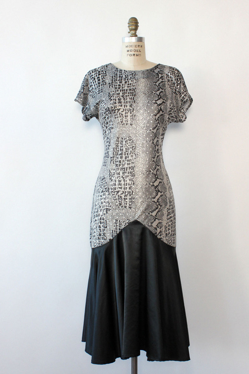 Silver Snakeskin Fishtail Dress M