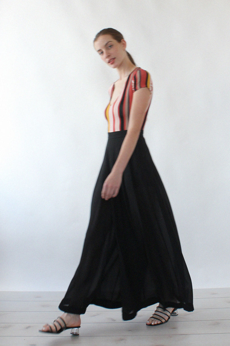 Sheer Black Tie Palazzo Pants S/M