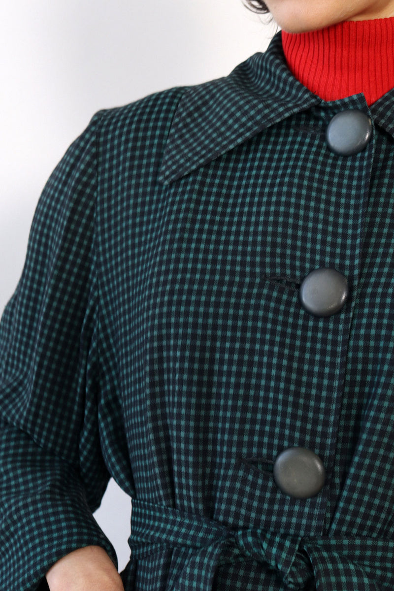 1940s Checkered Gabardine Jacket M/L