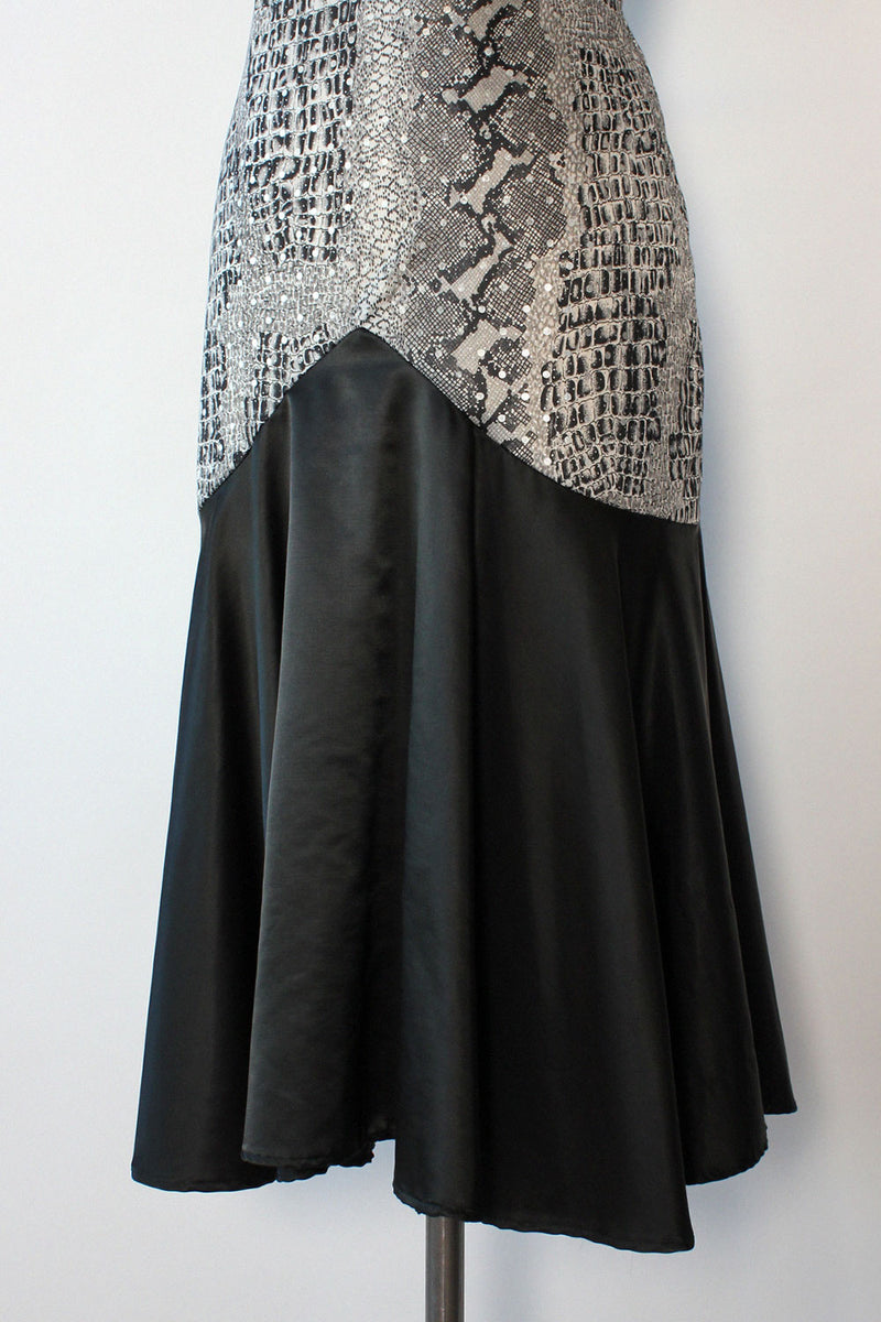 Silver Snakeskin Fishtail Dress M