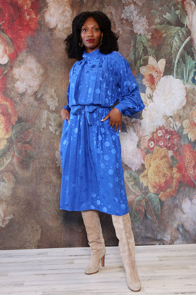sapphire blue silk dress M – OMNIA Lining Polyester Size:S (Bust 78 cm) stamped.io::low-inv pick up your Leslie