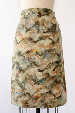 Marbled Silk Print Skirt S/M