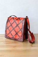 Brick Lattice Leather Satchel