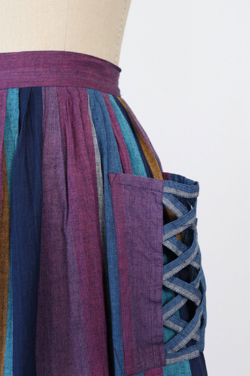 Berry Stripe Pocket Skirt S