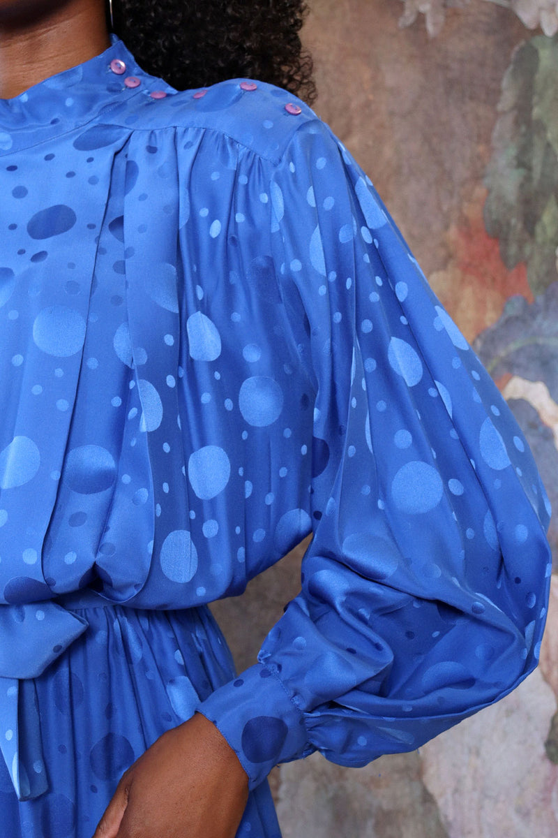 Sapphire Blue Silk Dress M