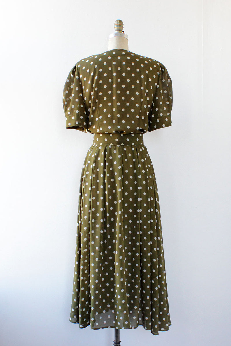 The Olive Polka Dot Dress M/L