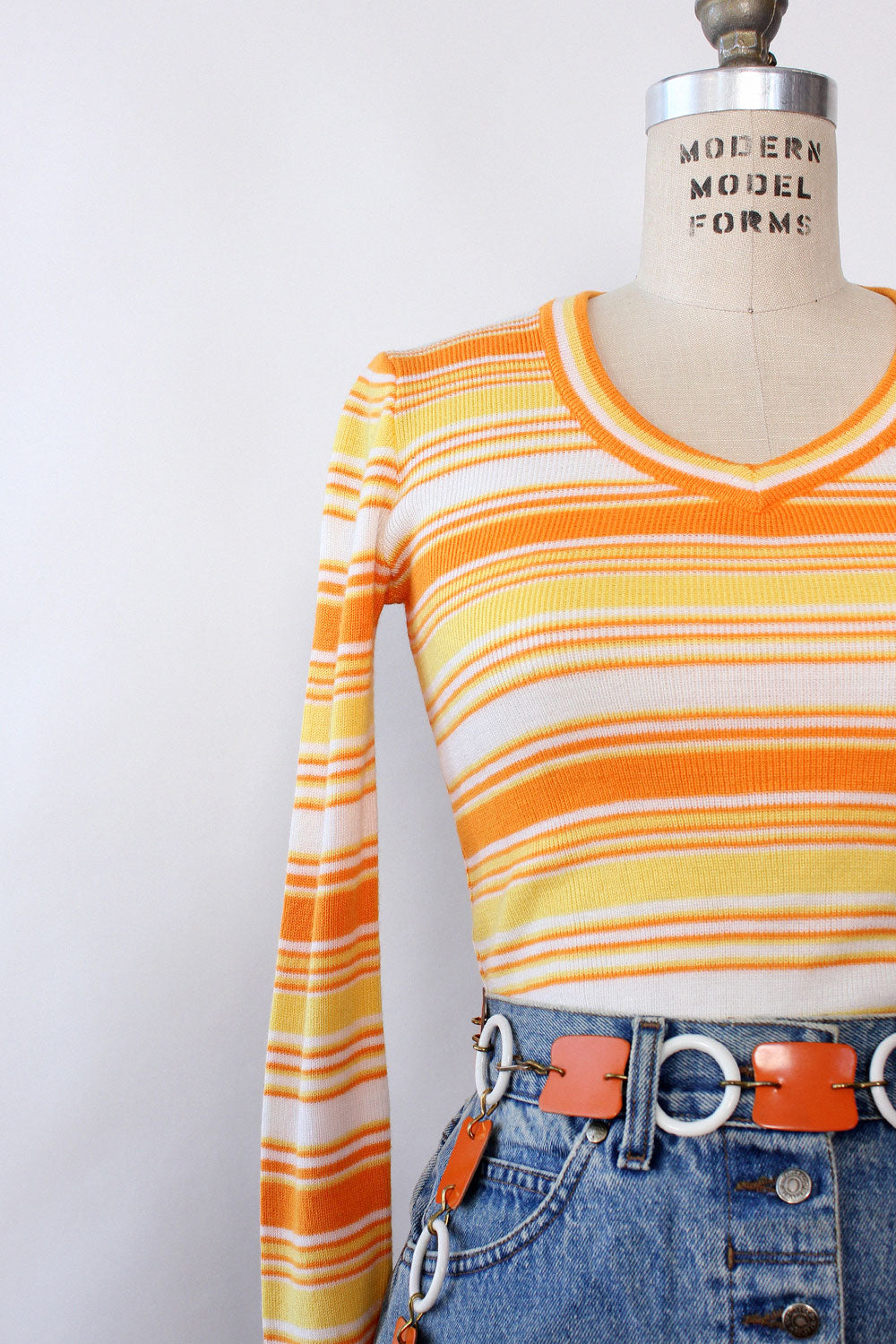 Tangerine Stripe Knit Shirt XS-M