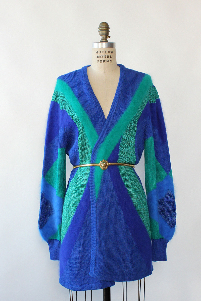 Cobalt Teal Angora Mix Cardigan S-L
