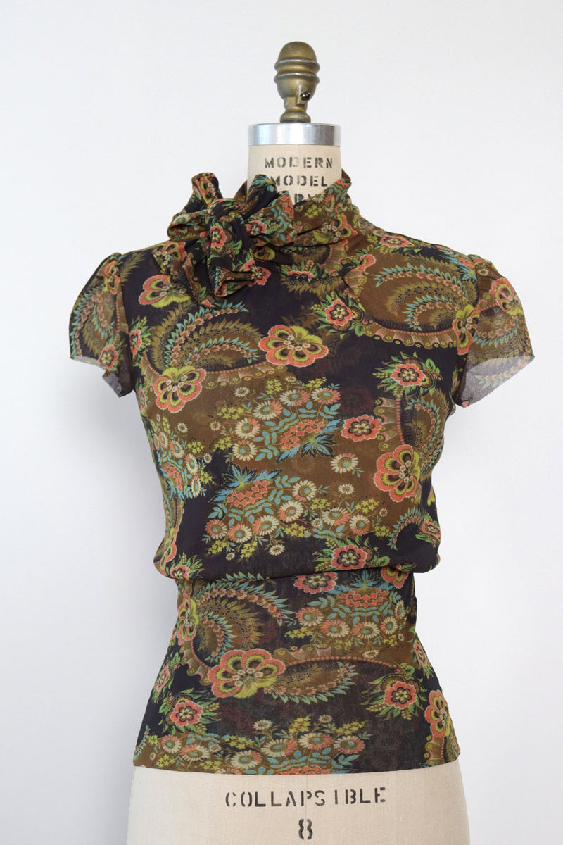 Sweet Pea Printed Mesh Top XS/S