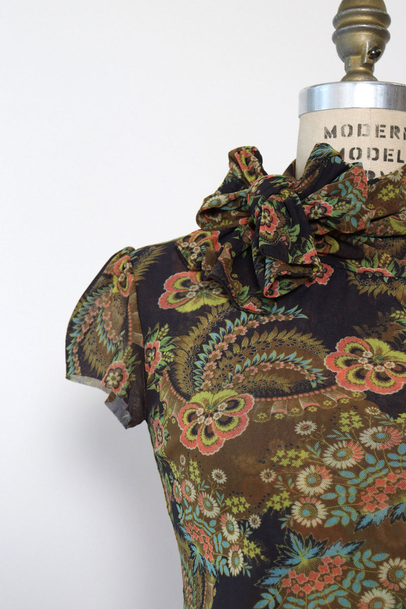 Sweet Pea Printed Mesh Top XS/S