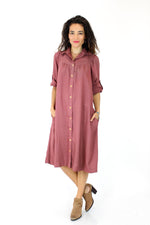 Raspberry Shirtdress w/ Pockets