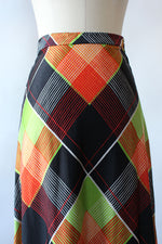 Electric Plaid Maxi Skirt M