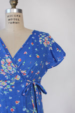 Azure Floral Wrap Lounge Dress XS/S Petite