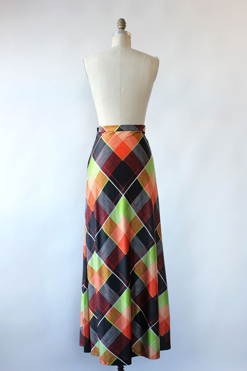 Electric Plaid Maxi Skirt M