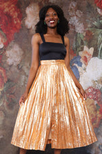 Oleg Cassini Gold Pleat Skirt M