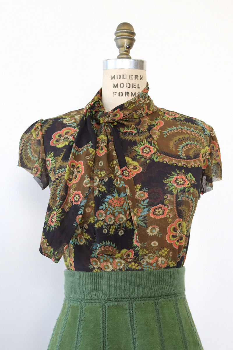Sweet Pea Printed Mesh Top XS/S