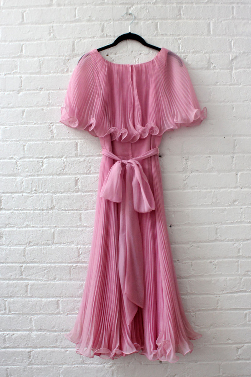 Miss Elliette Pleated Chiffon Dress S/M
