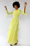 Lemon Swiss Dot Tiered Maxi Dress XS/S