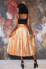 Oleg Cassini Gold Pleat Skirt M