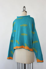 Aquamarine Boxy Cotton Sweater S-L