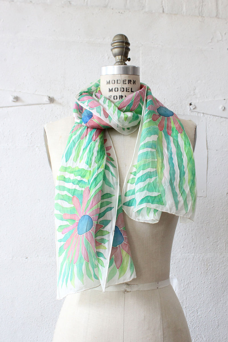 Painted Silk Flower Scarf