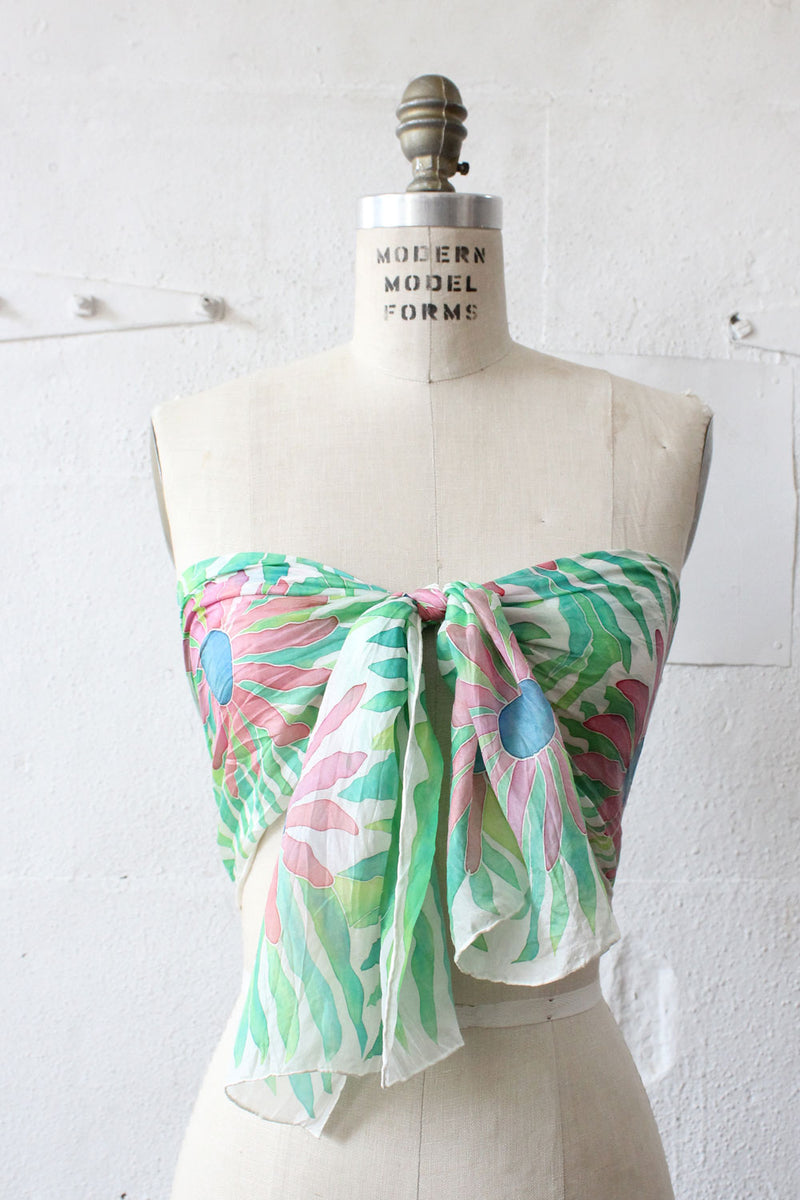 Painted Silk Flower Scarf
