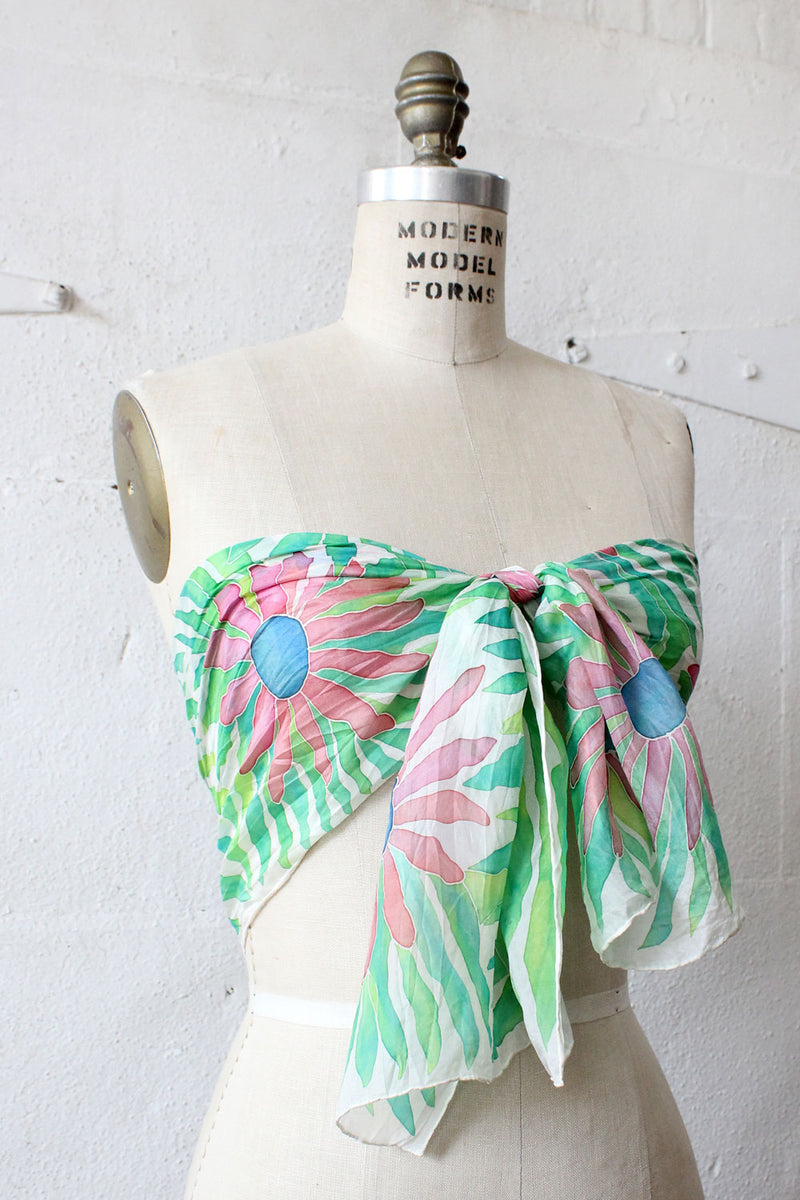Painted Silk Flower Scarf