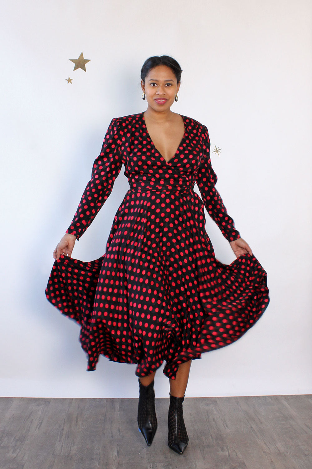 white christmas dresses Nipon Silk Polka Dot Dress M – OMNIA
