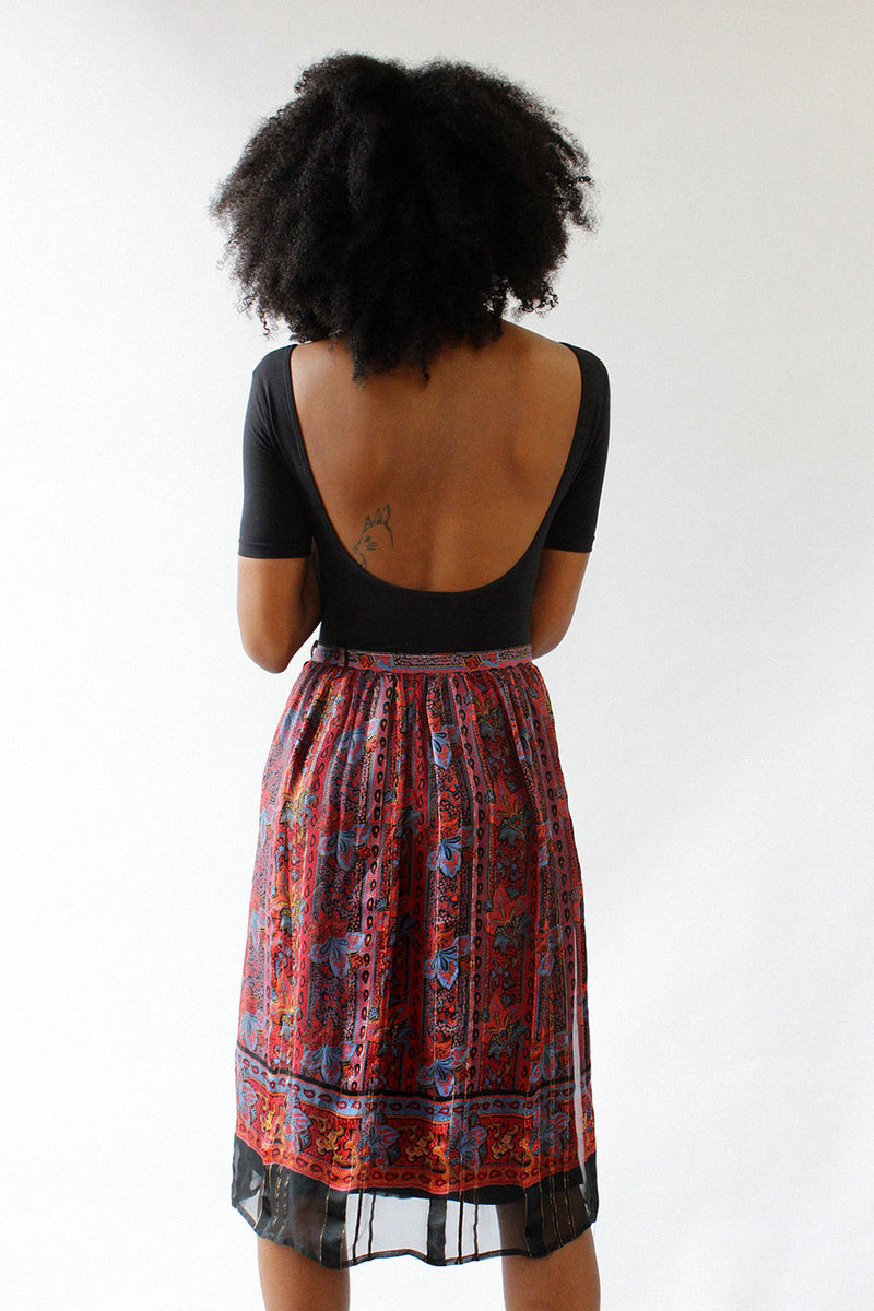 Feather Silk Paisley Skirt S