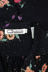 Textured Black Floral Top S