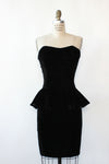 Noir Velvet Peplum Bustier Dress M/L
