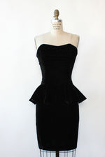 Noir Velvet Peplum Bustier Dress M/L