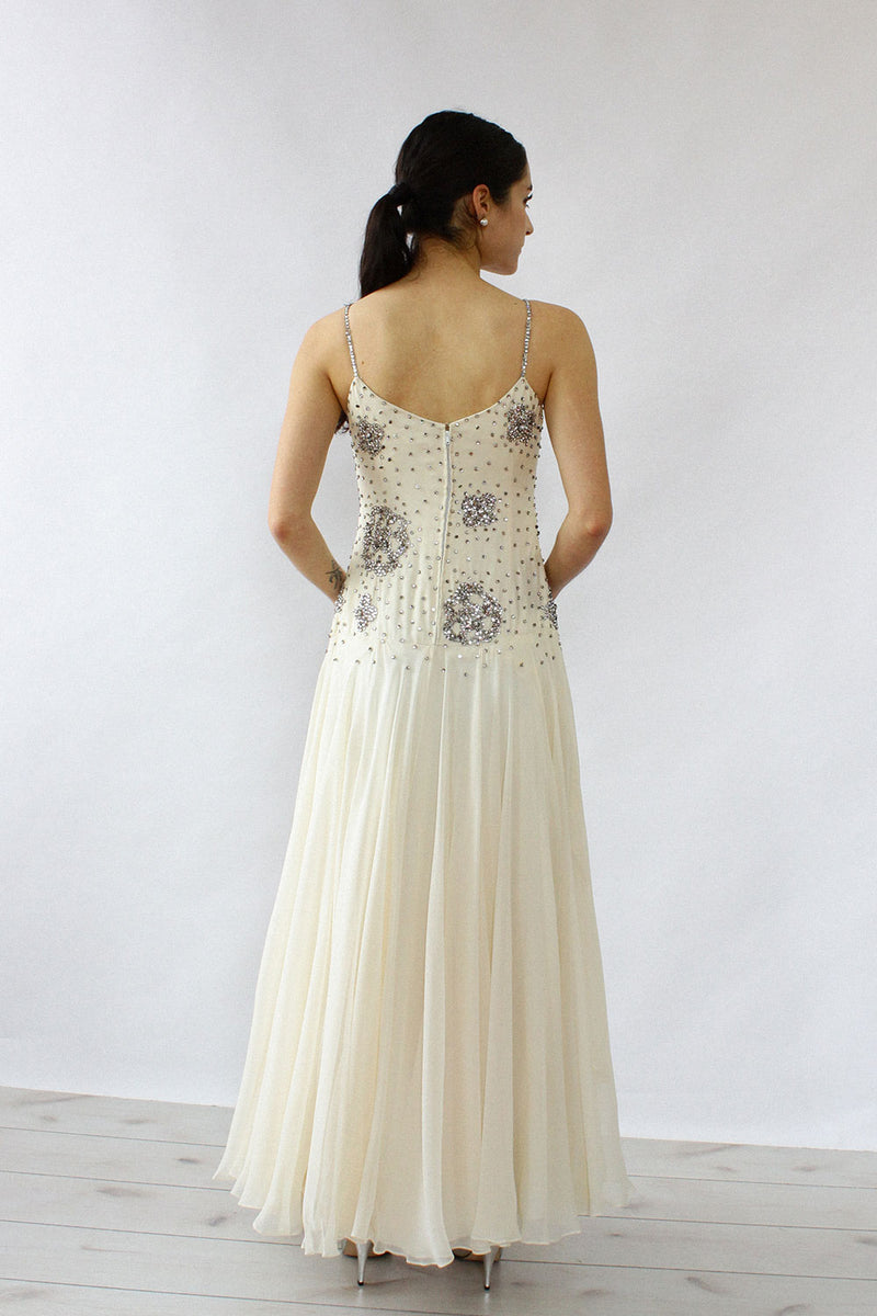 Jerri Trenell Rhinestone Chiffon Dress S