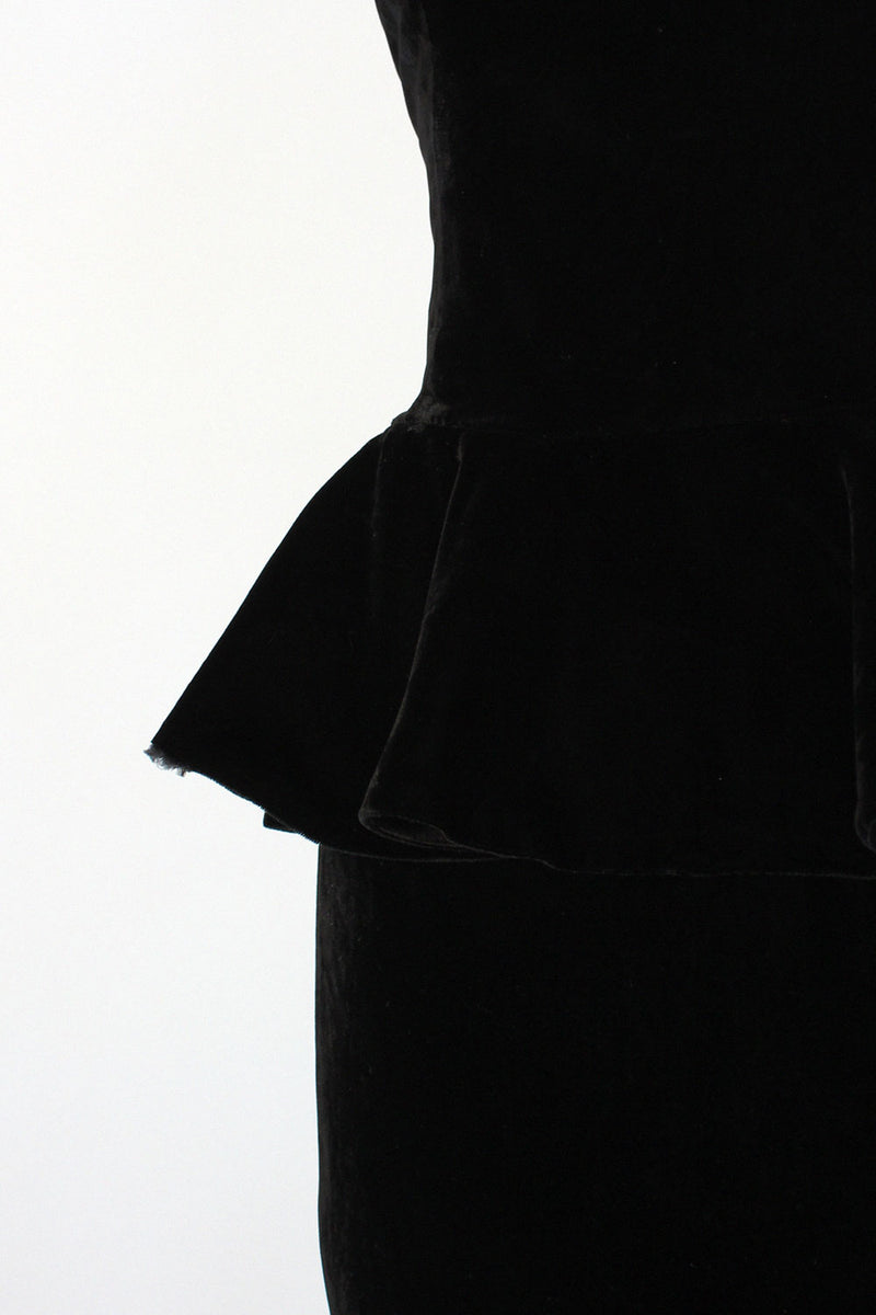 Noir Velvet Peplum Bustier Dress M/L