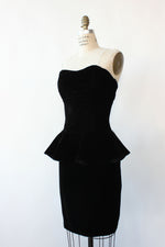 Noir Velvet Peplum Bustier Dress M/L