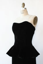 Noir Velvet Peplum Bustier Dress M/L