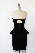 Noir Velvet Peplum Bustier Dress M/L
