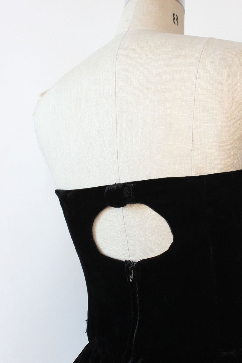 Noir Velvet Peplum Bustier Dress M/L
